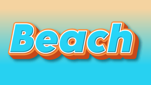 Efeito de texto 3D estilo praia