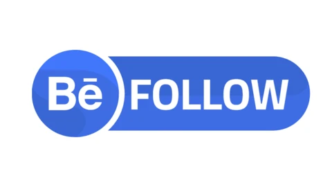 Behance sociale media volg geanimeerde knop