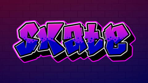 Wibrujący efekt tekstu graffiti na deskorolce