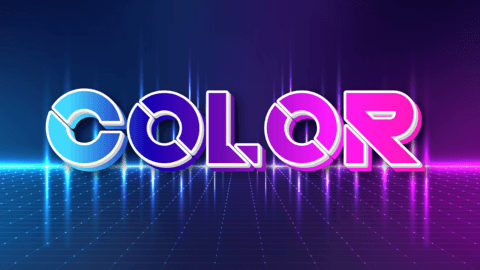 Efeito tipográfico retro futurista com gradiente neon vibrante