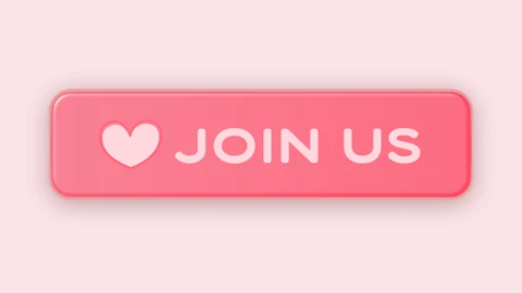 Bouton rectangle arrondi cœur rose rejoignez-nous