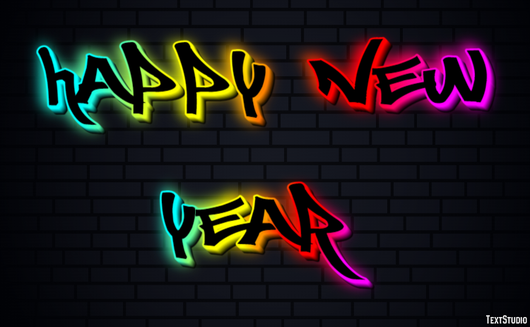 Happy New Year Efekt tekstowy