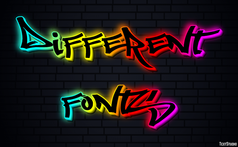 Different Fonts Efecto de Texto