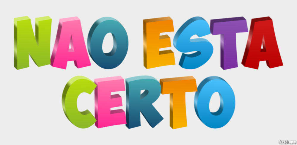 Não está certo Efeito do texto