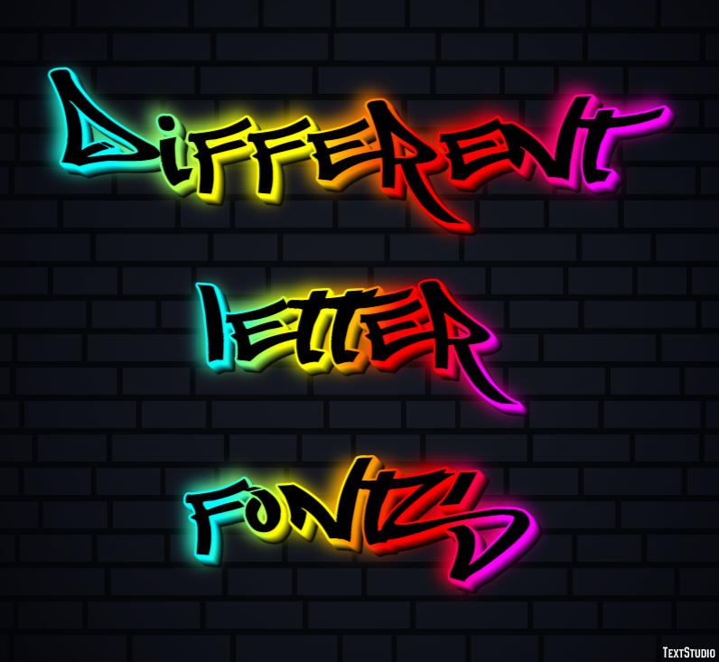 Different Letter Fonts Text Effect