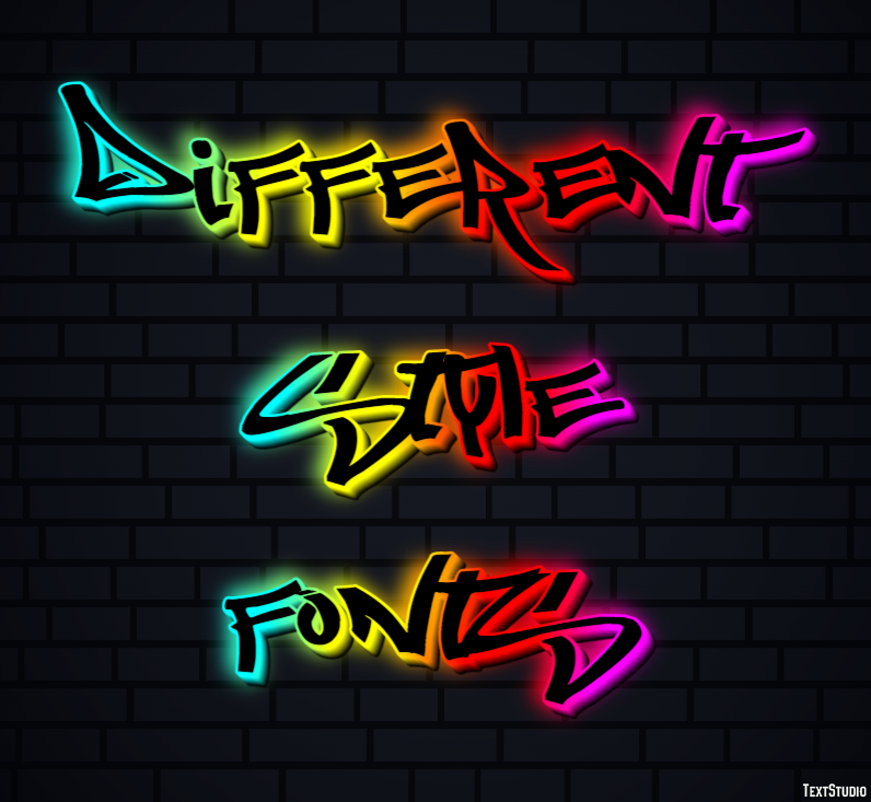 Different Style Fonts Text Effect