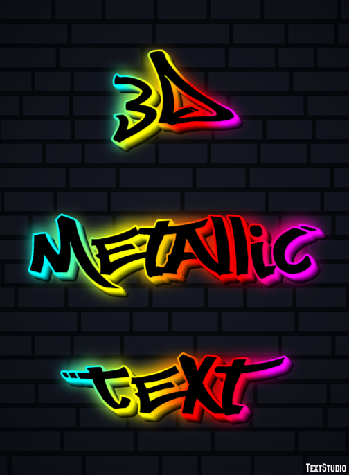 3d Metallic Text Effetto testo
