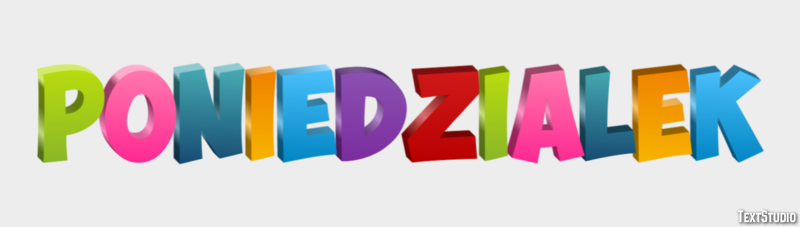 Poniedziałek Efekt tekstowy