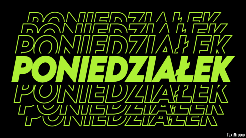 Poniedziałek Efekt tekstowy