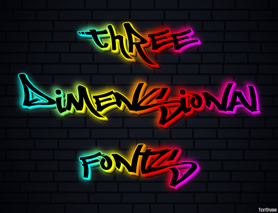 Three Dimensional Fonts Effetto testo