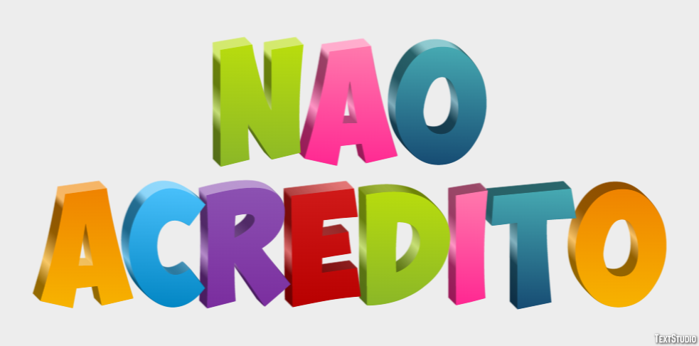 Não acredito Efeito do texto