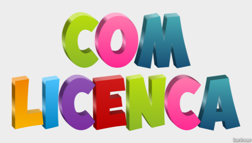 Com licença Efeito do texto