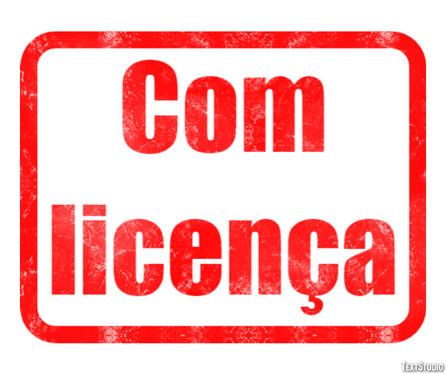 Com licença Efeito do texto
