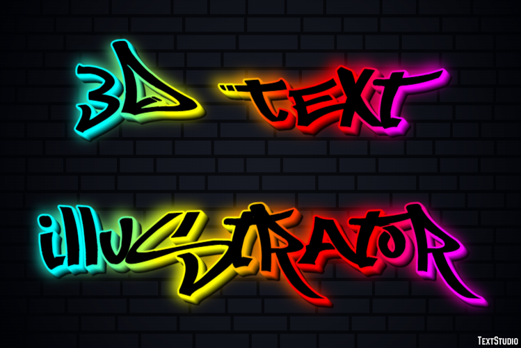 3d Text Illustrator Effet de Texte