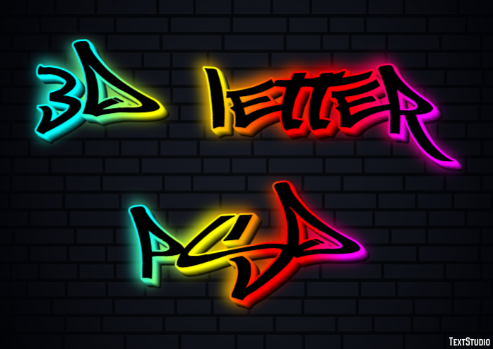 3d Letter Psd Effetto testo