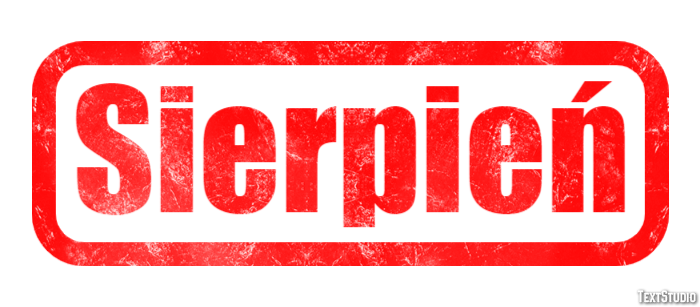 Sierpień Efekt tekstowy