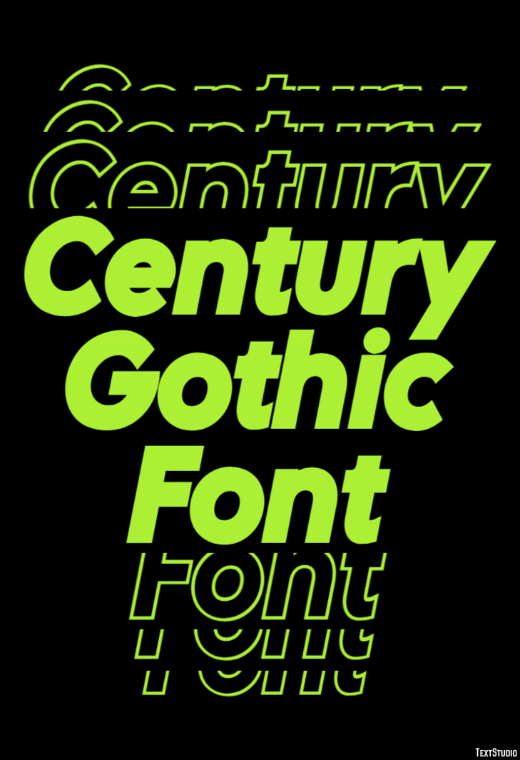 Century Gothic Font Efeito de texto