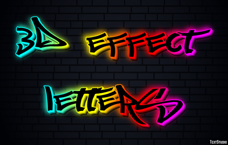 3d Effect Letters Metin Efekti