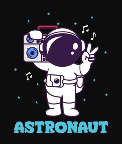 Astronaut With Boombox T-Shirt Design Template