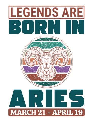 Vintage aries zodiac design template: las leyendas nacen en marzo 21 - abril 19