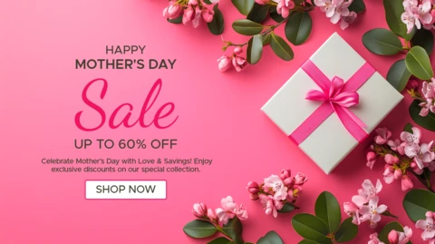 Elegante plantilla de diseño de venta para el día de la madre con elementos florales