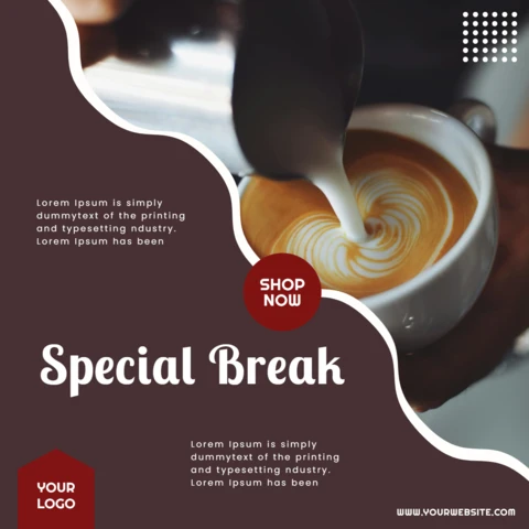 Plantilla de diseño de publicación en redes sociales de cafetería