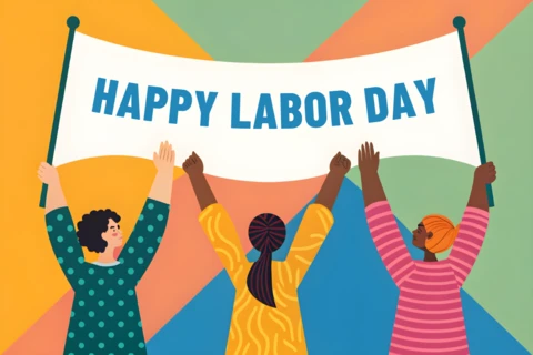 Modèle de conception de la fête du travail colorée pour les promotions festives