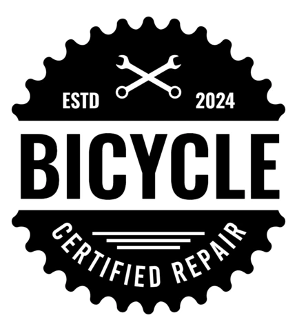 Zertifizierte fahrradreparatur logo entwurfsvorlage