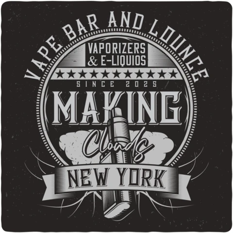 Modelo de design de camiseta de bar e lounge Vape