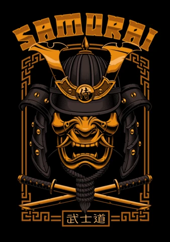 Modèle d'affiche de masque de guerrier samouraï japonais