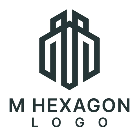 M iniziale sotto forma di modello di design del logo esagonale