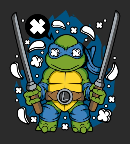 Leonardo Ninja Turtle Cartoon Character Pop Culture T-Shirt Design Template