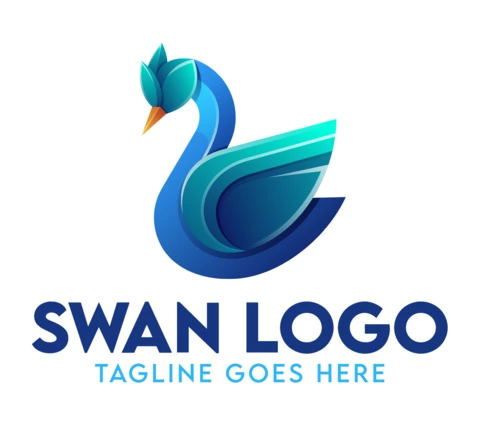 Plantilla de diseño de logotipo de cisne colorido