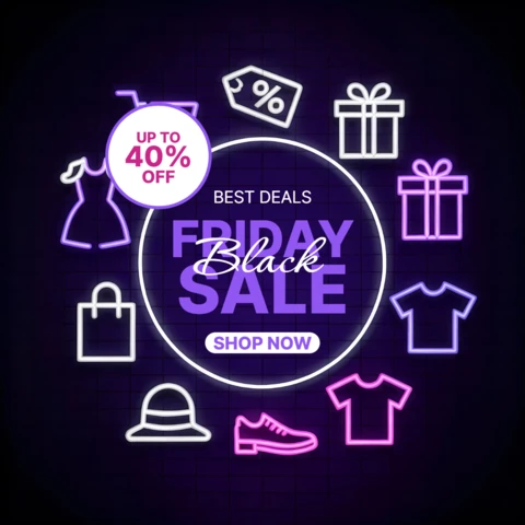 Neon Sale Design Template for Black Friday Promotional Flyer