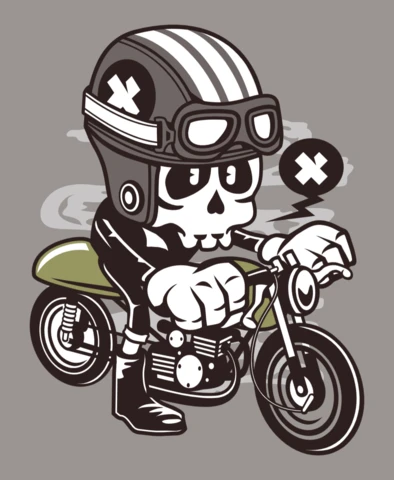 Motorcycle Racer Skeleton Cartoon Character Design Template