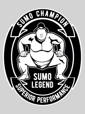 Plantilla de diseño de camiseta de personaje de campeón de sumo.