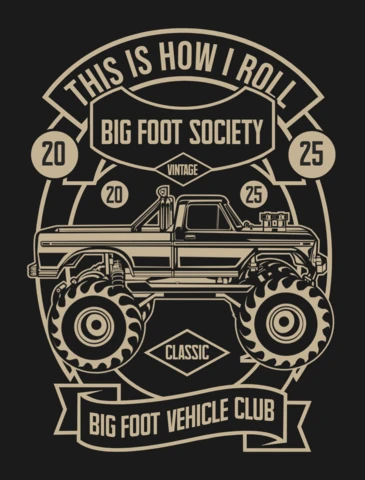Modelo de design de camiseta do clube de veículos Big Foot