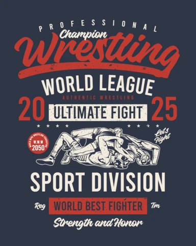 Wrestling Ultimate Fight Vintage T-shirt Design Template