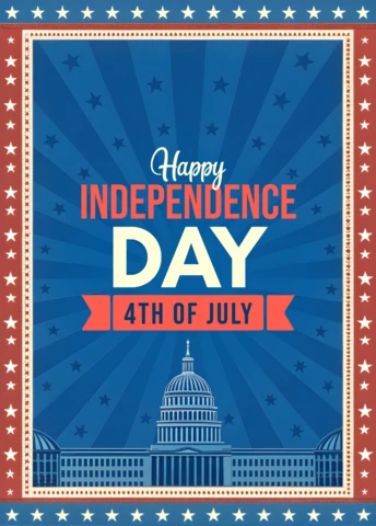 Plantilla de celebración del día de la independencia de América con diseño del edificio del Capitolio