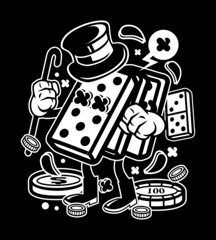 Classic Dominoes Gambler Cartoon Character Design Template