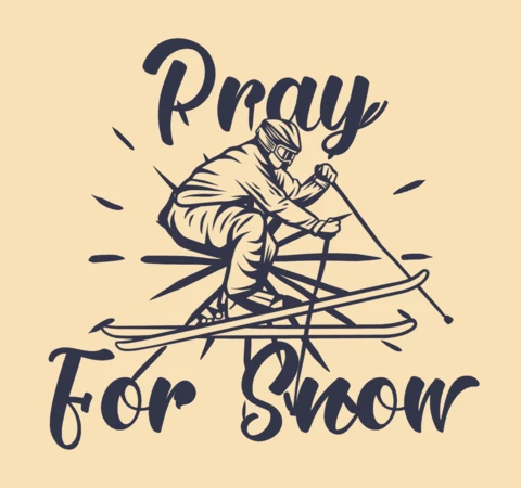 Man Playing Ski Vintage T-shirt Design Template