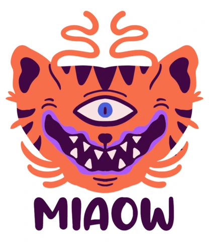 Plantilla de diseño de gato monstruo editable con estilo gráfico audaz