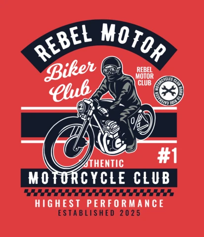 Modello di design per maglietta con uomo in moto