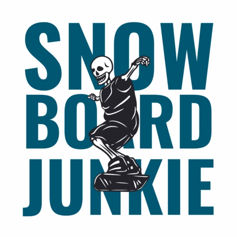 Squelette jouant au modèle de conception de t-shirt vintage de snowboard