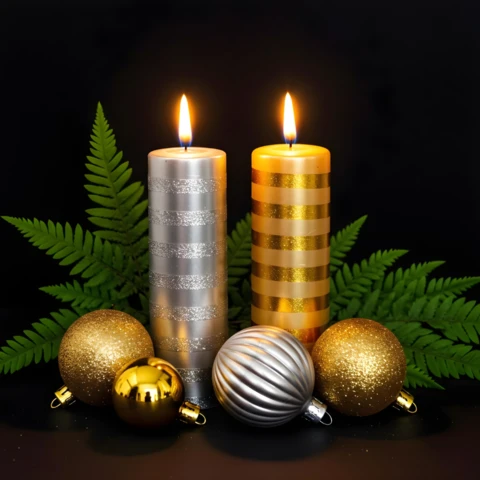 Elegant Holiday Candle and Ornament Design Template for Festive Celebrations