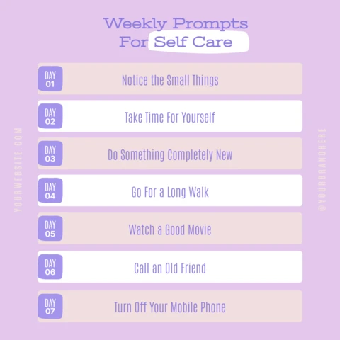 Weekly Prompts for Self Care Instagram Post Design Template