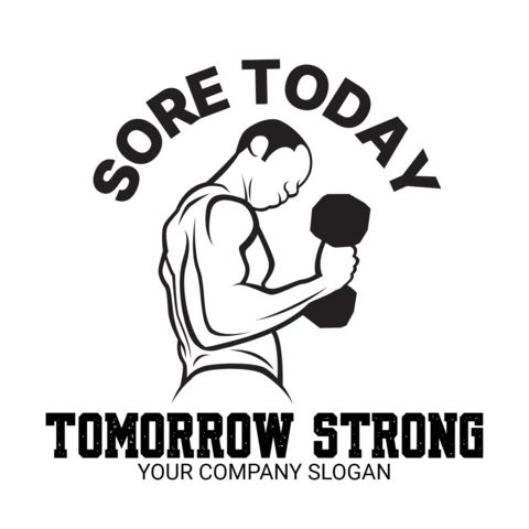 Strongman Fitness Gym Club Logo Design Template