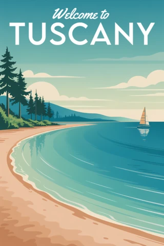Vintage Tuscany Landscape Design Template for Travel Poster