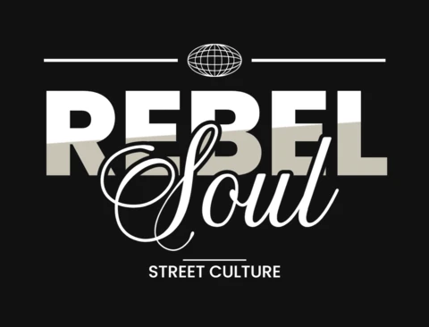 REBEL Soul Street Culture Globe Graphic Bold White & Beige T-Shirt Design Template