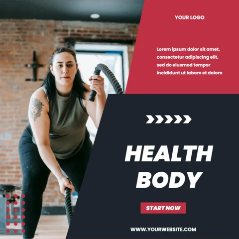 Healthy Crossfit Body Promotional Social Media Post Design Template